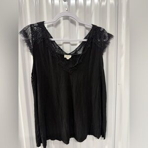 POL Black Lace Trim Blouse